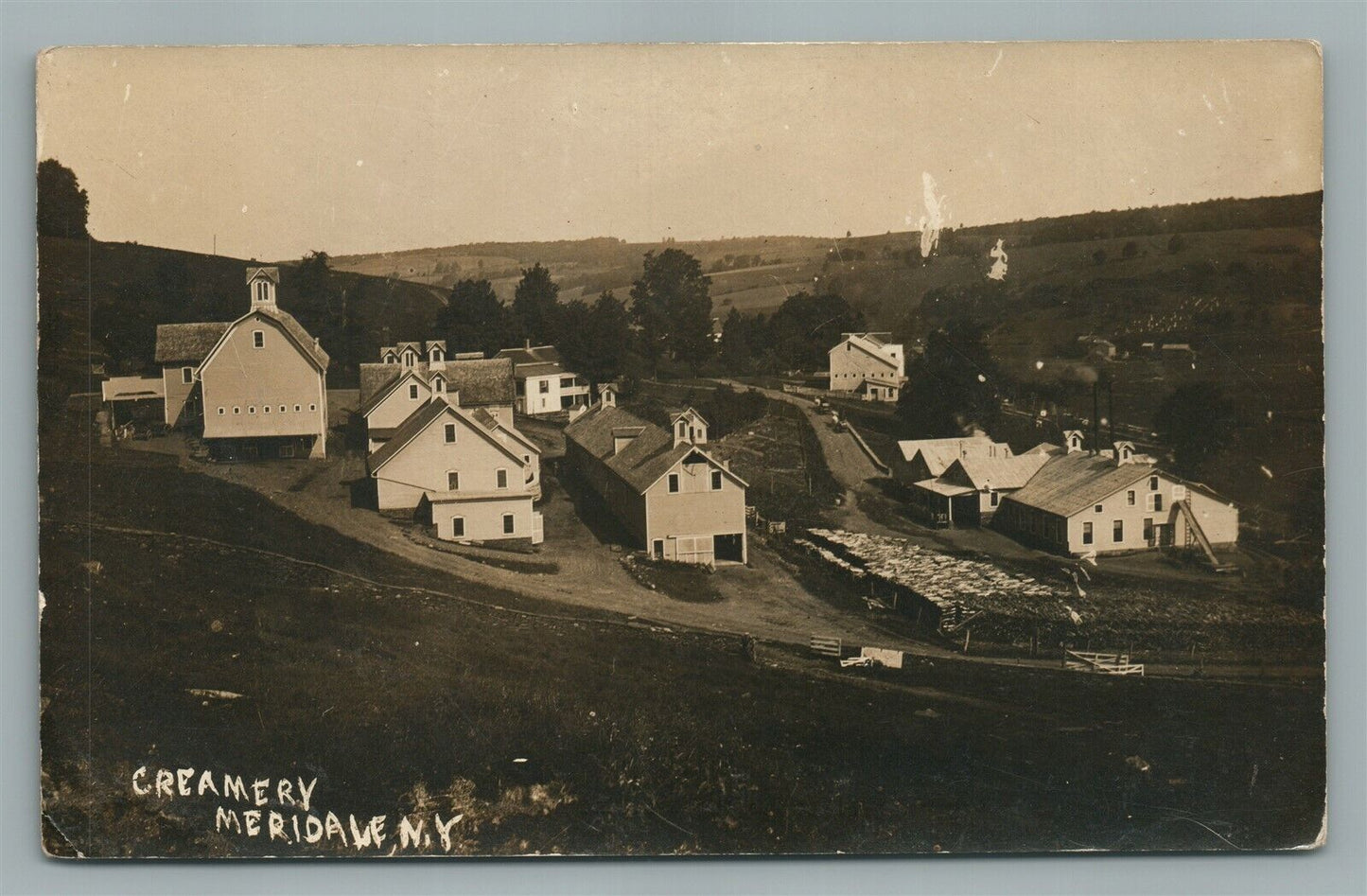 MERIDALE NY CREAMERY ANTIQUE REAL PHOTO POSTCARD RPPC