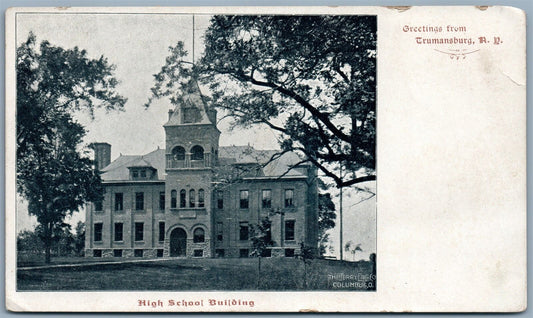 TRUMANSBURG NY HIGH SCHOOL BUILDING ANTIQUE POSTCARD