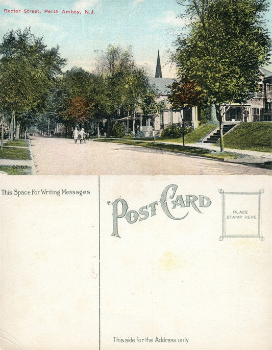 PERTH AMBOY N.J. RECTOR STREET ANTIQUE POSTCARD