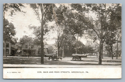 GREENVILLE PA MAIN & PENN STREETS ANTIQUE POSTCARD