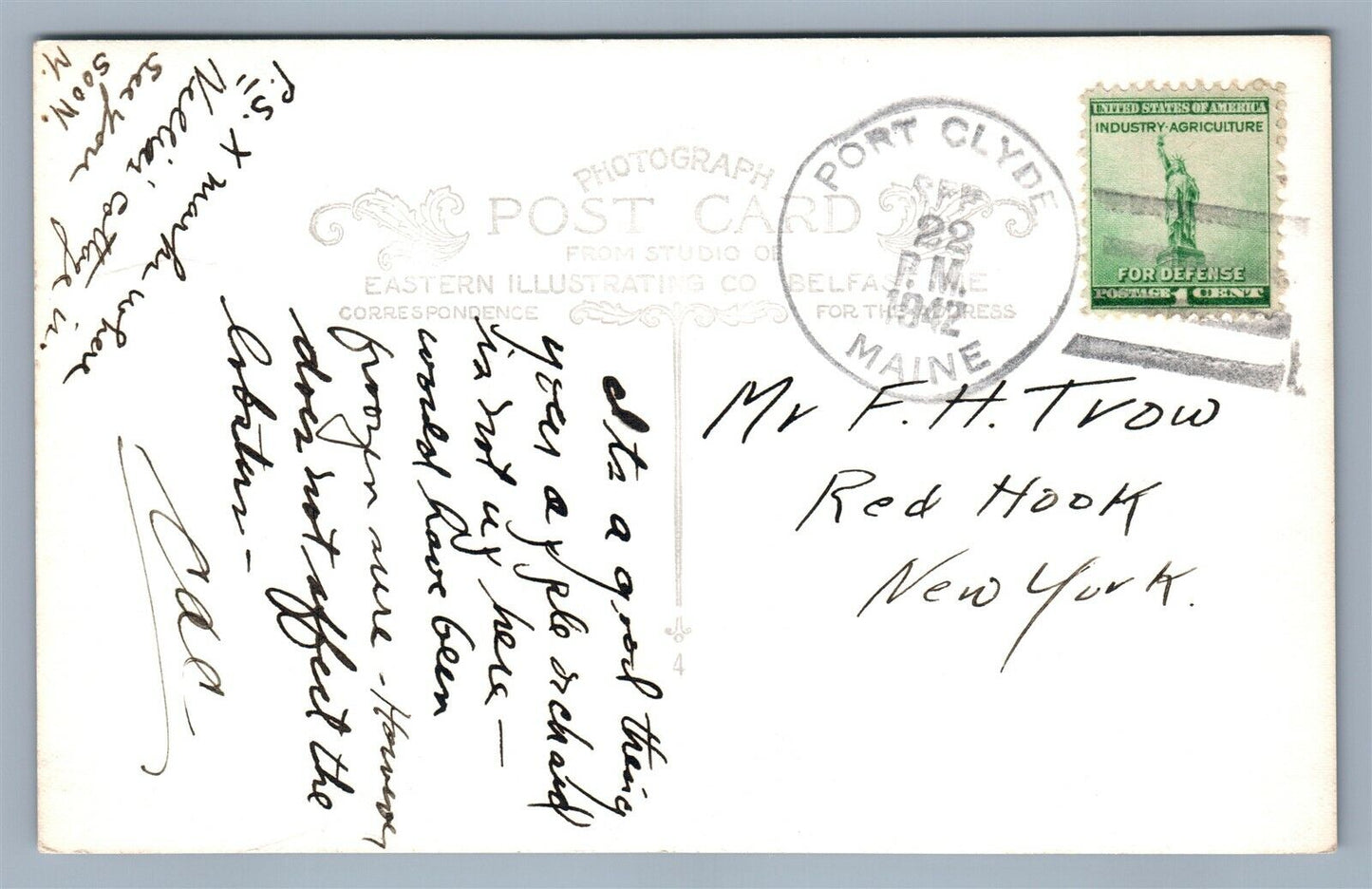 PORT CLYDE ME MARSHALLS POINT LIGHTHOUSE 1942 VINTAGE REAL PHOTO POSTCARD RPPC