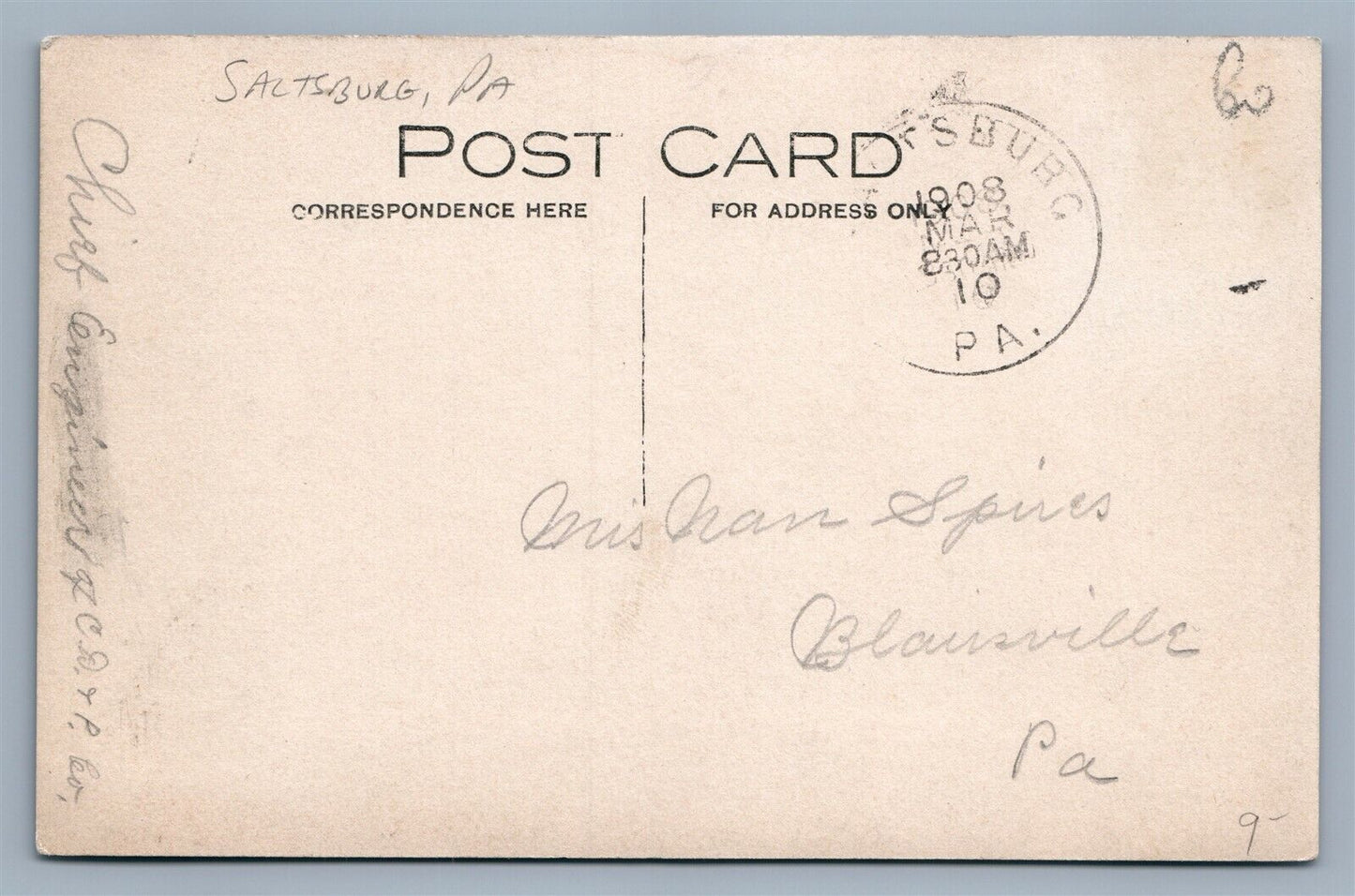 SALTSBURG PA PRESBYTERIAN CHURCH ANTIQUE REAL PHOTO POSTCARD RPPC