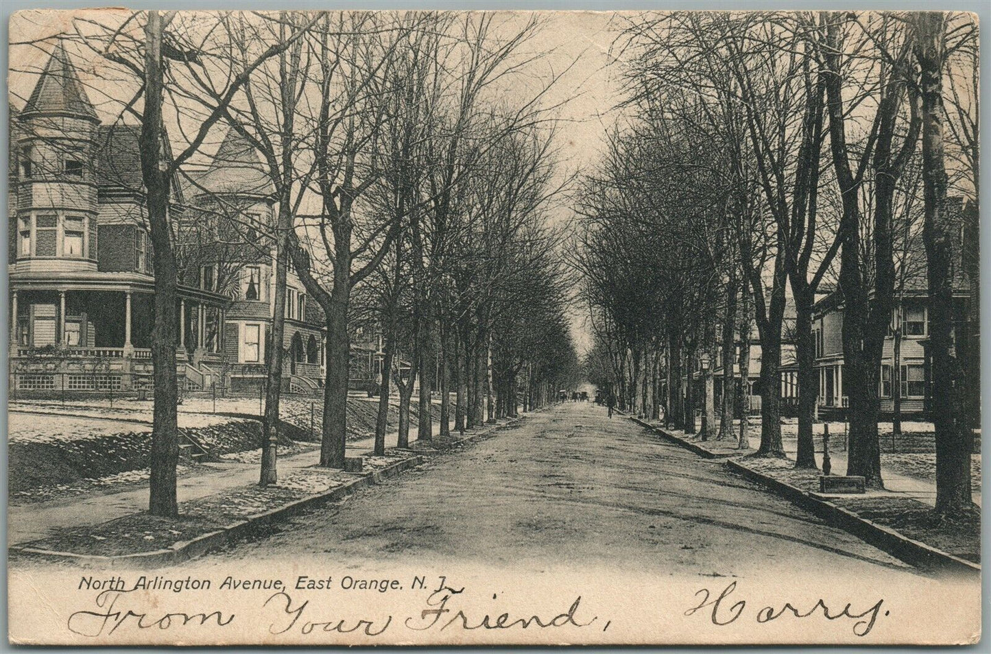 EAST ORANGE NJ NORTH ARLINGTON AVENUE ANTIQUE POSTCARD