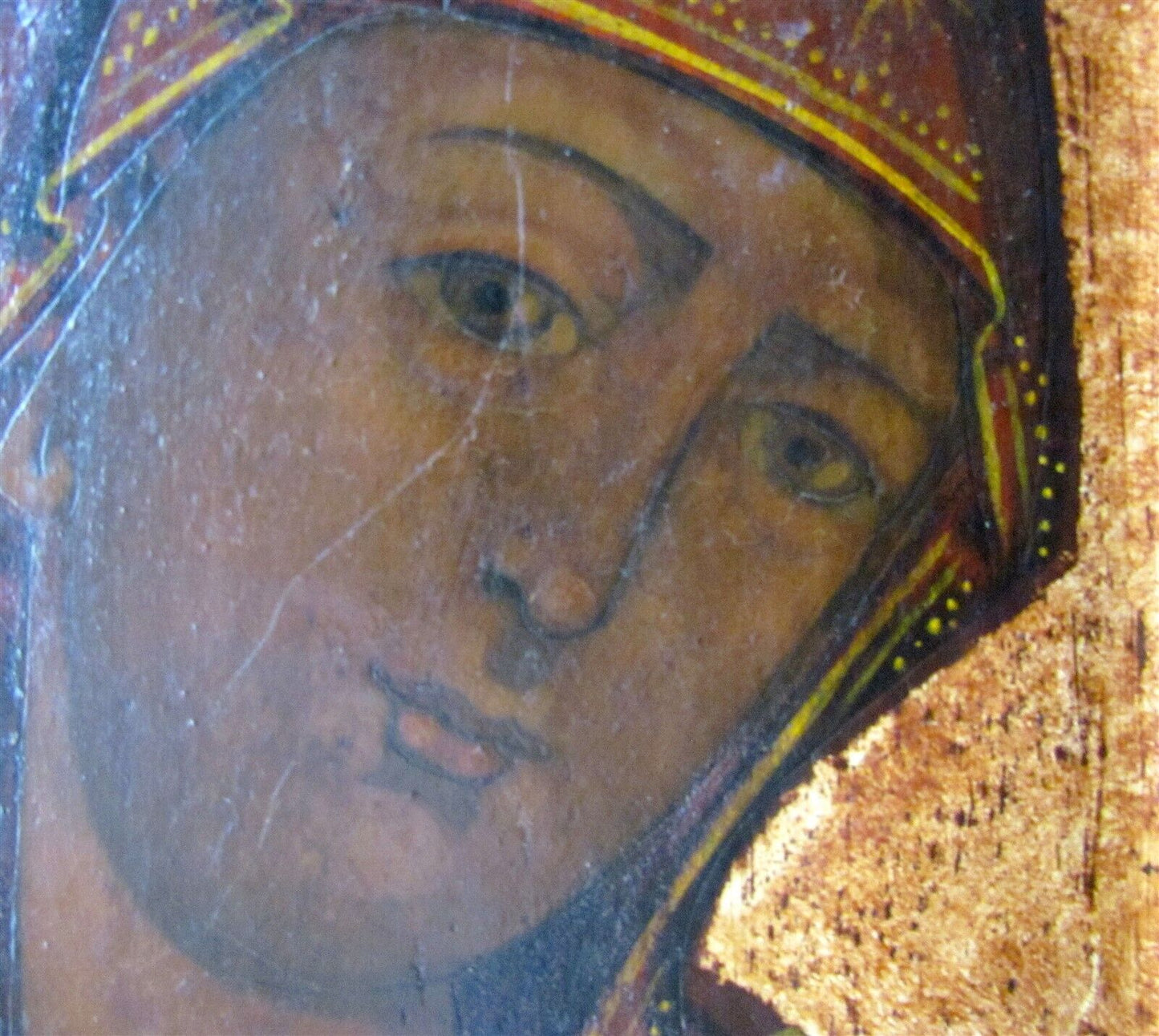 RUSSIAN ICON of MOTHER OF GOD antique 17th CENTURY HAND PAINTED on WOOD