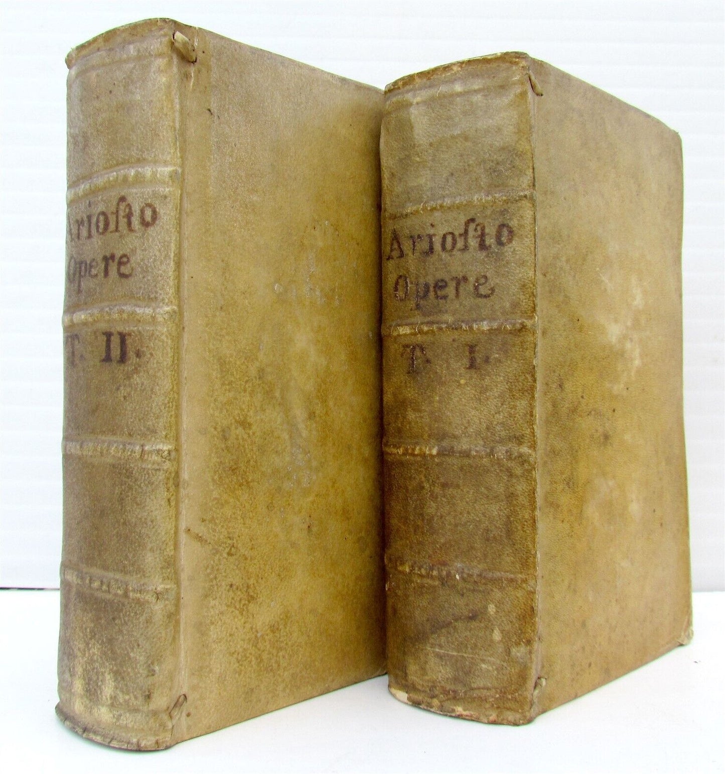 1739 ORLANDO FURIOSO di M.LODOVICO ARIOSTO 2 VOL. antique VELLUM bound POETRY