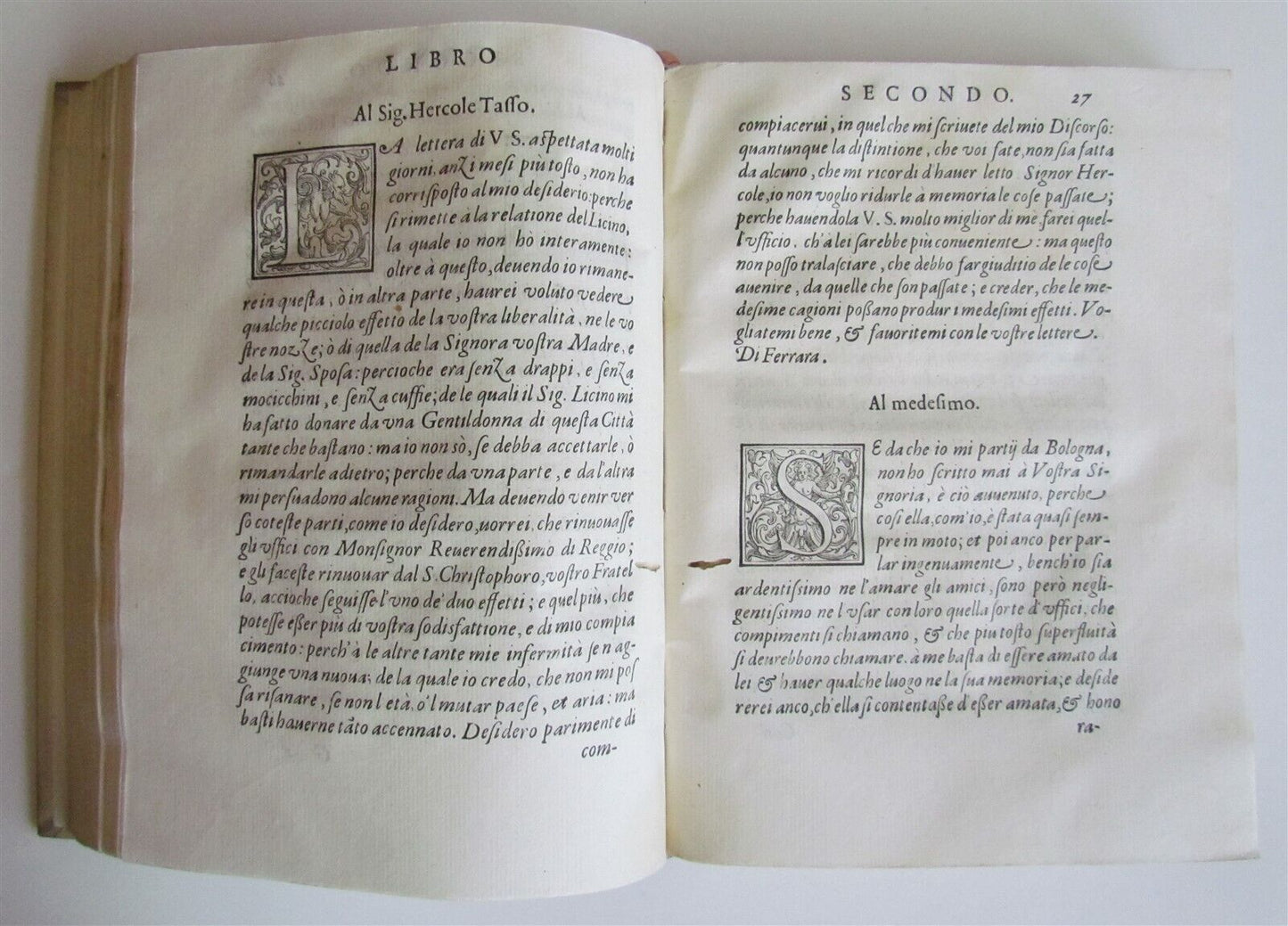 1588 Delle lettere familiari del sig. TORQUATO TASSO antique vellum 16th century