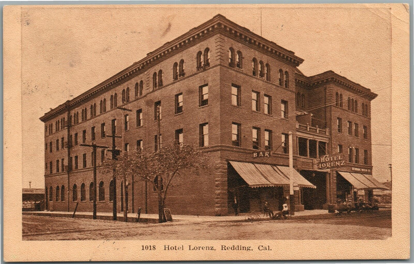 REDDING CA HOTEL LORENZ ANTIQUE POSTCARD