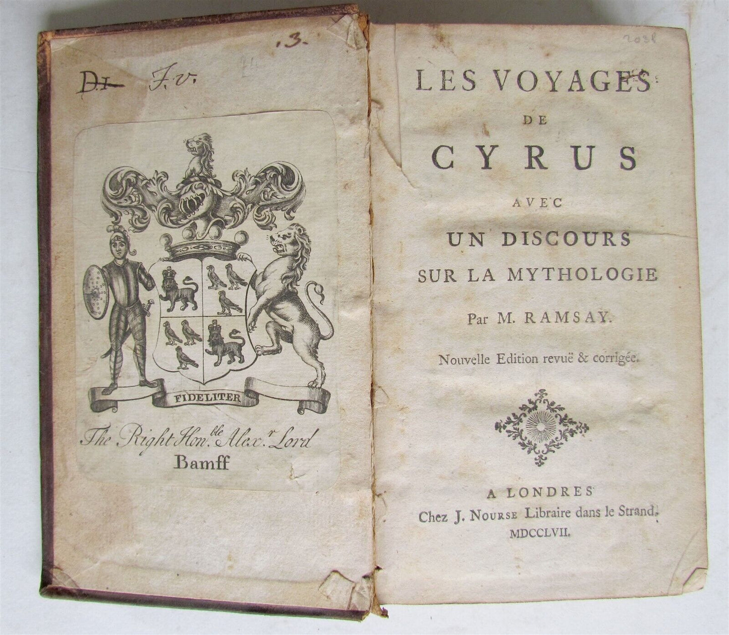 1757 Les Voyages de Cyrus avec un Discours sur la Mythologie antique in FRENCH