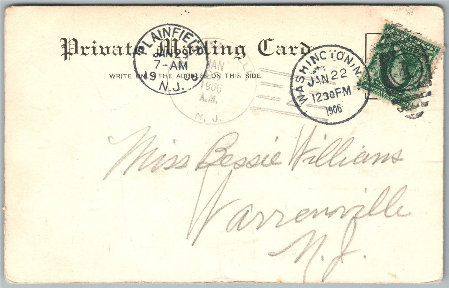 MT.POCONO PA EPISCOPAL CHURCH 1906 UNDIVIDED ANTIQUE POSTCARD w/ CORK CANCEL