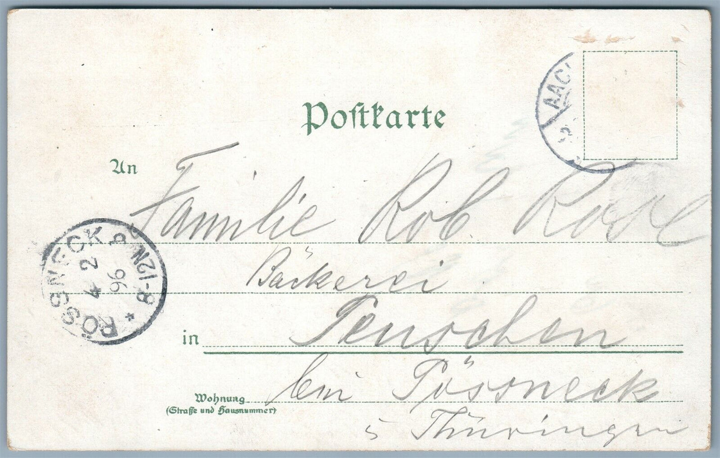 GRUSS AUS AACHEN GERMANY UNDIVIDED 1896 ANTIQUE POSTCARD