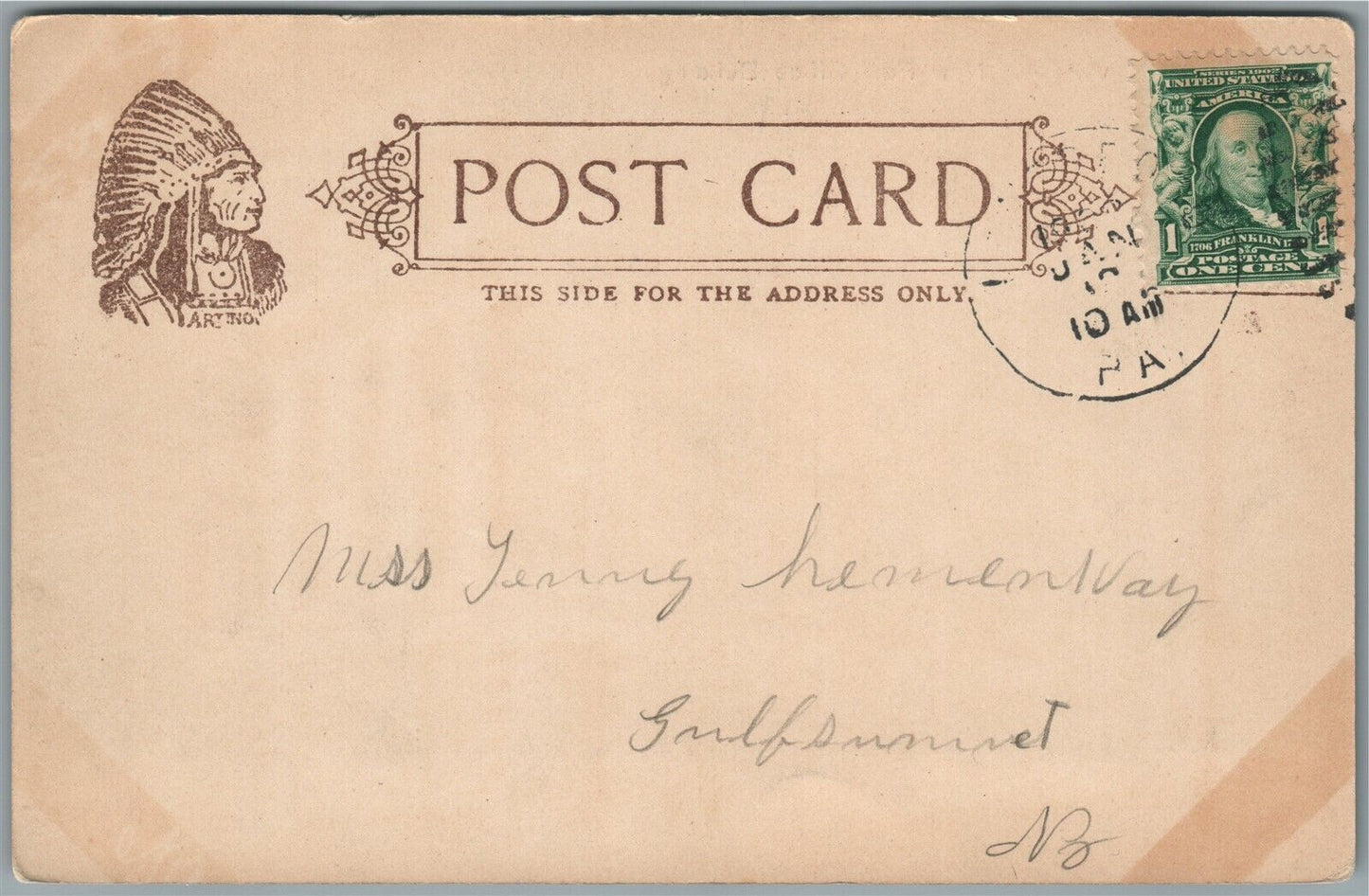 SUQUEHANNA PA POST OFFICE ANTIQUE POSTCARD
