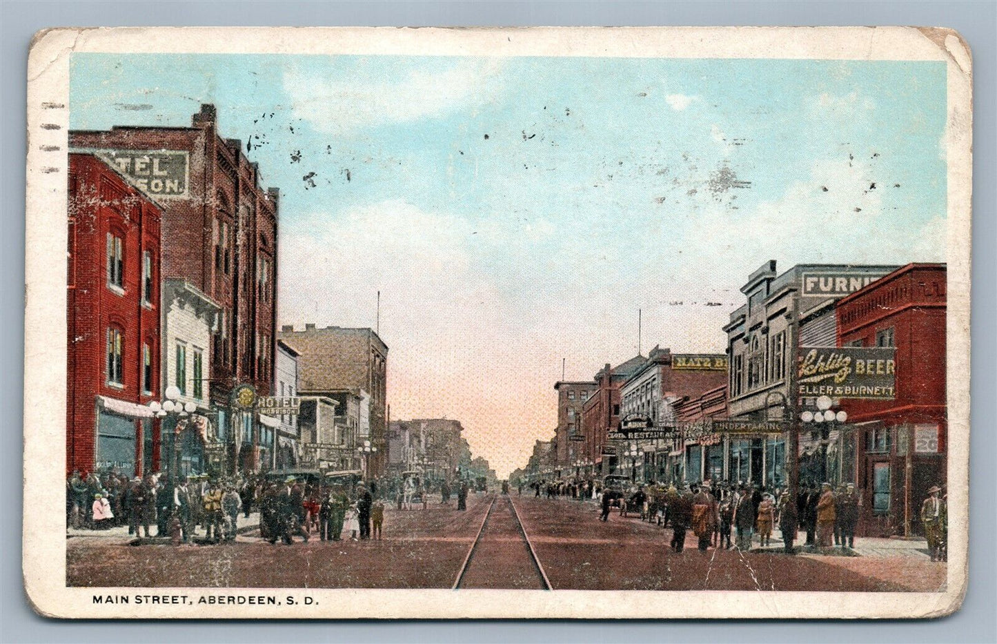 ABERDEEN SD MAIN STREET 1920 ANTIQUE POSTCARD