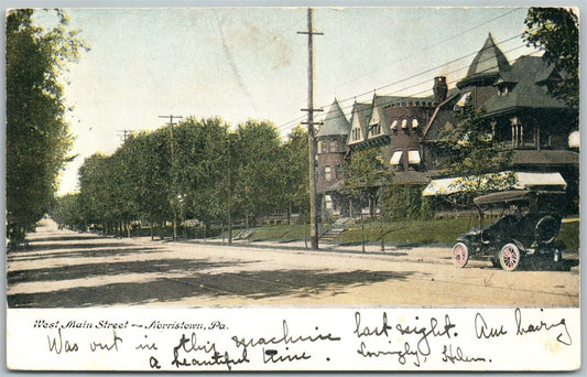 NORRISTOWN PA WEST MAIN STREET UNDIVIDED 1906 ANTIQUE POSTCARD