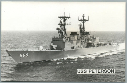 MILITARY SHIP USS PETERSON VINTAGE REAL PHOTO POSTCARD RPPC