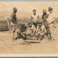 MEXICAN WAR AMERICAN CAMP SOLDIERS w/ PIG ANTIQUE real PHOTO