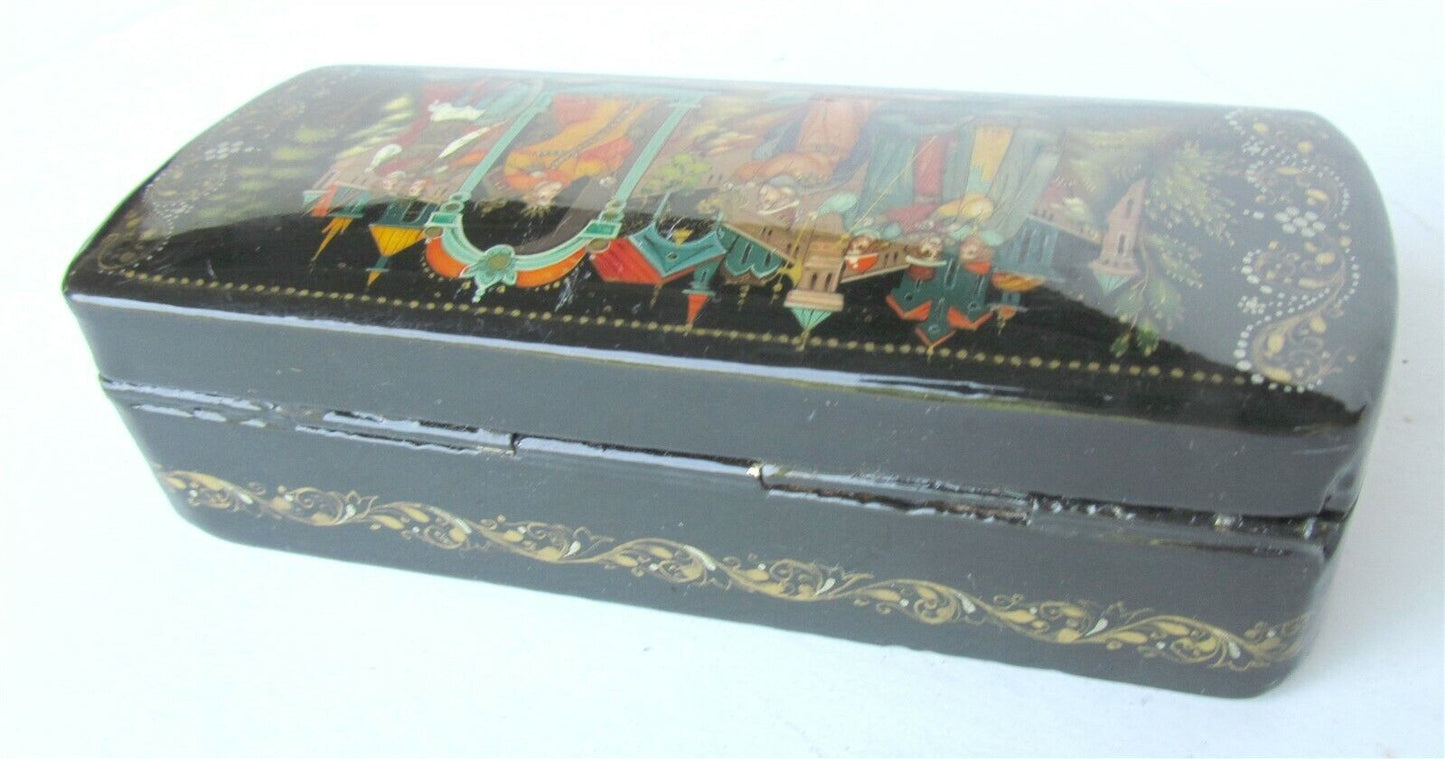 RUSSIAN LACQUE BOX PALEKH HAND PAINTED SIGNED trinket vintage GOLDEN COCKEREL