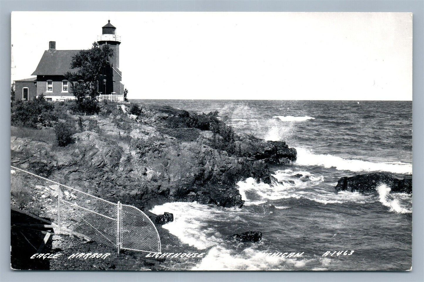 EAGLE HARBOR MI LIGHT HOUSE ANTIQUE REAL PHOTO POSTCARD RPPC