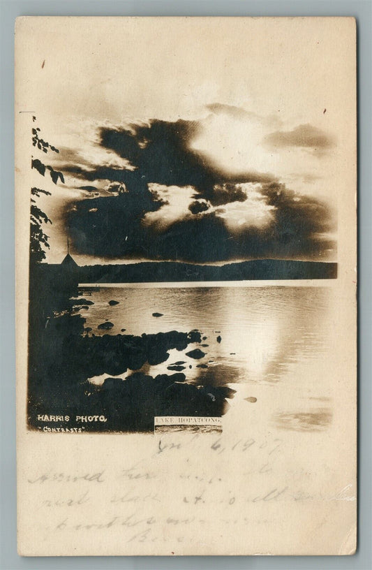LAKE HOPATCONG NJ CONTRASTS ANTIQUE REAL PHOTO POSTCARD RPPC