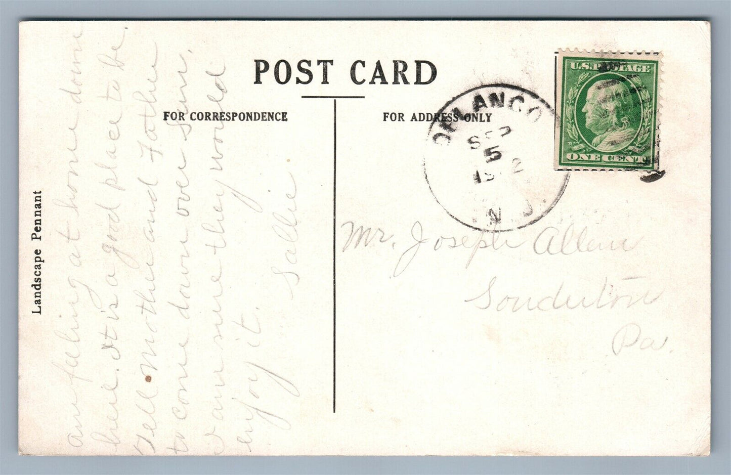 RIVERSIDE NJ ANTIQUE POSTCARD