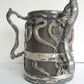 UNIQUE ANTIQUE TROPHY 3 HANDLES WOOD & SILVERPLATED VESSEL w/ SERPENTS DESIGN