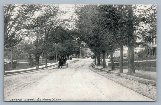 GARDNER MA CENTRAL STREET ANTIQUE POSTCARD