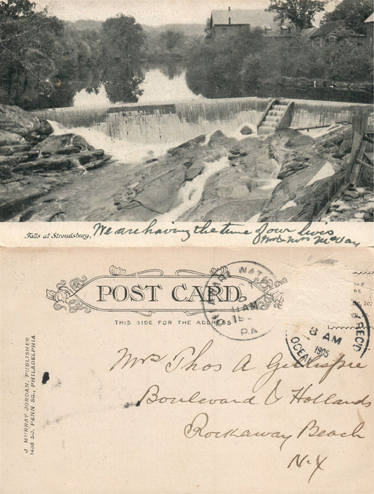 STROUDSBURG PA FALLS UNDIVIDED ANTIQUE POSTCARD