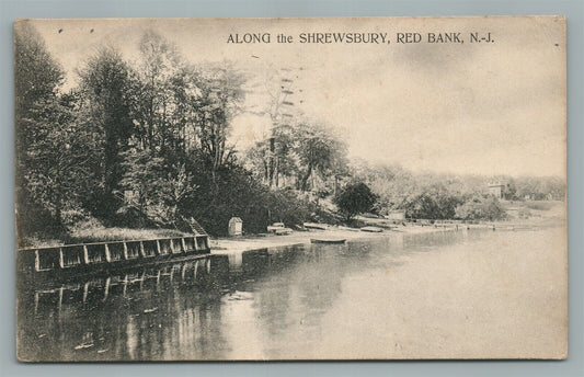 RED BANK NJ ALONG THE SHREWSBURY ANTIQUE POSTCARD