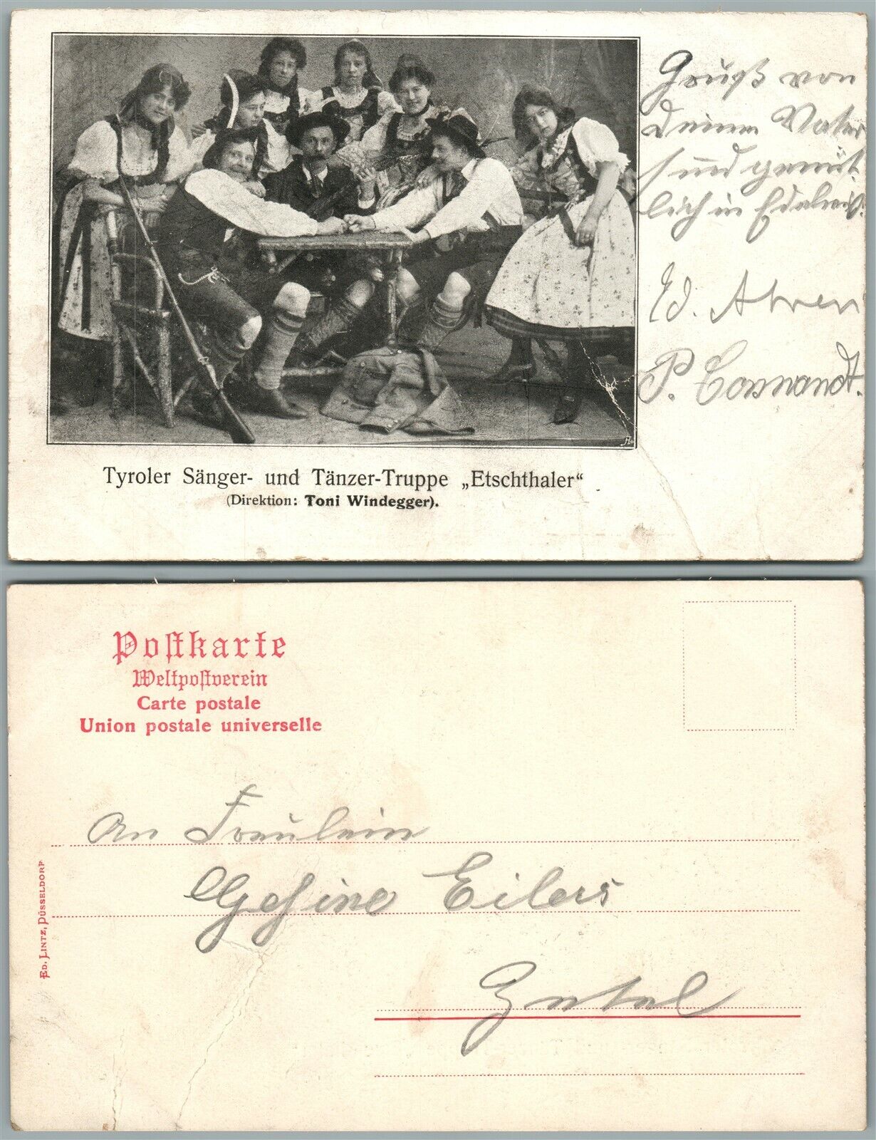 TYROLER SANGER UND TANZER TRUPPE ETSCHTHALER AUSTRIA ANTIQUE POSTCARD