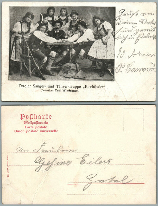 TYROLER SANGER UND TANZER TRUPPE ETSCHTHALER AUSTRIA ANTIQUE POSTCARD