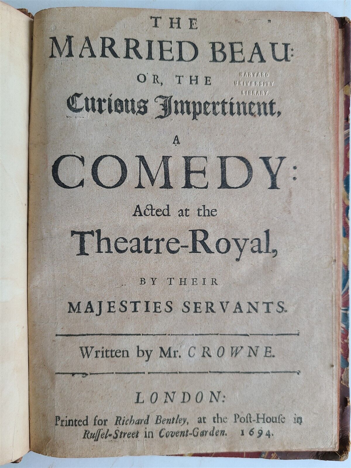 1694 MARRIED BEAU in ENGLISH 17th CENTURY COMEDY PLAY antique RARE