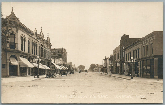 LIVERNE MN MAIN STREET ANTIQUE REAL PHOTO POSTCARD RPPC