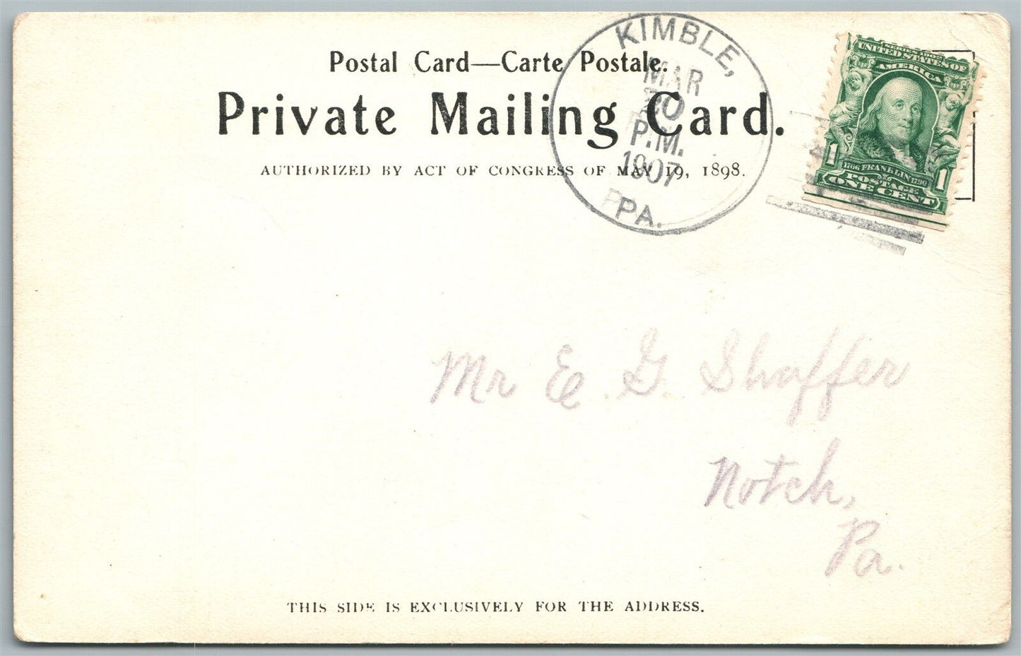 HAWLEY PA PRESBYTERIAN CHURCH 1907 ANTIQUE POSTCARD PRIVATE MAILING CARD