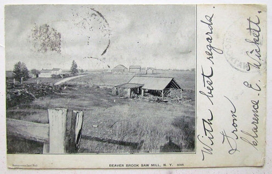 BEAVER BROOK SAW MILL NEW YORK ANTIQUE 1906 UNDIVIDED POSTCARD