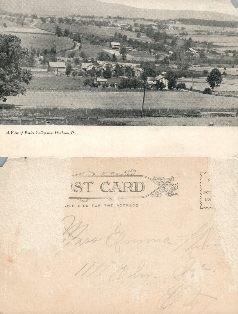 BUTLER VALLEY NEAR HAZLETON PA ANTIQUE POSTCARD