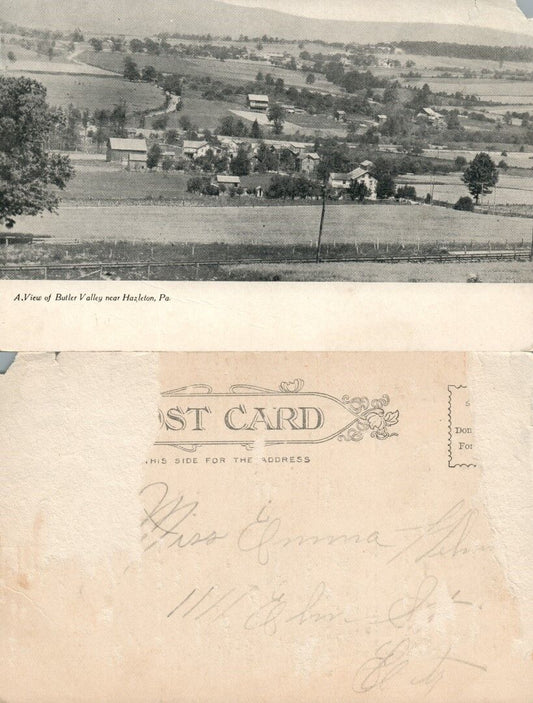 BUTLER VALLEY NEAR HAZLETON PA ANTIQUE POSTCARD