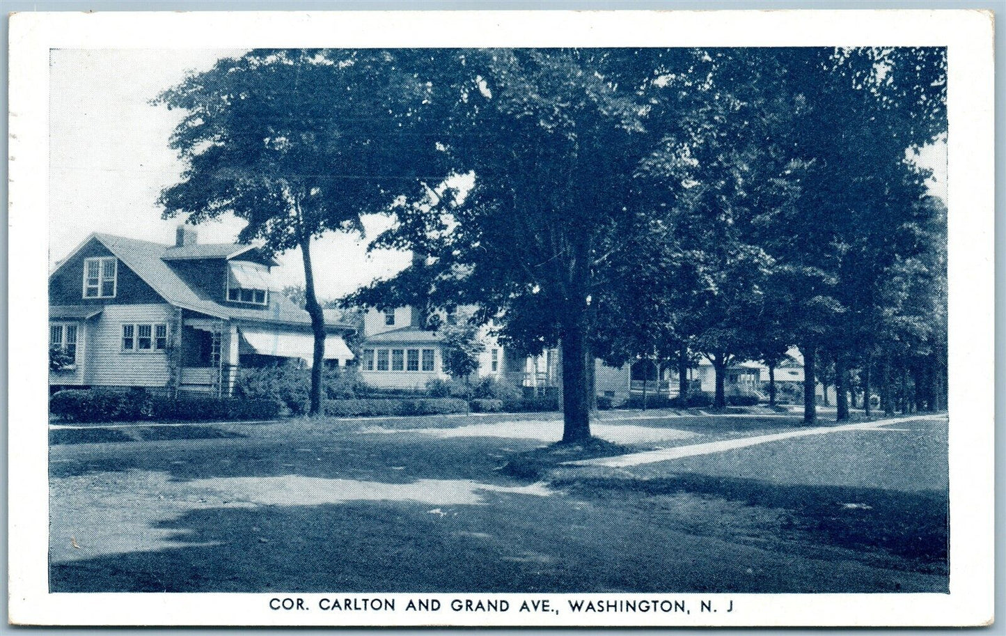 WASHINGTON NJ CORNER OF CARLTON & GRAND AVENUE ANTIQUE POSTCARD