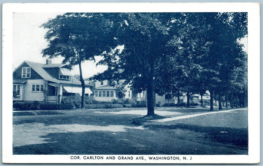 WASHINGTON NJ CORNER OF CARLTON & GRAND AVENUE ANTIQUE POSTCARD