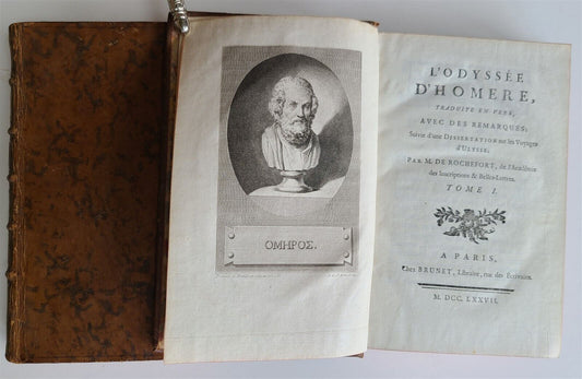 1777 HOMER ODYSSEY 2 volumes antique in FRENCH