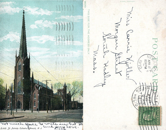 NEWARK N.J. ST.PATRICK'S CATHEDRAL UNDIVIDED ANTIQUE POSTCARD