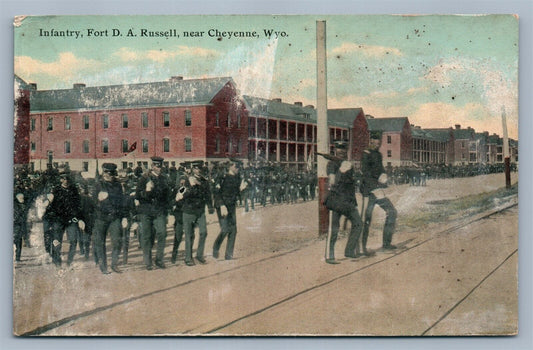 CHEYENNE WYO FORT D.A. RUSSELL INFANTRY ANTIQUE POSTCARD military