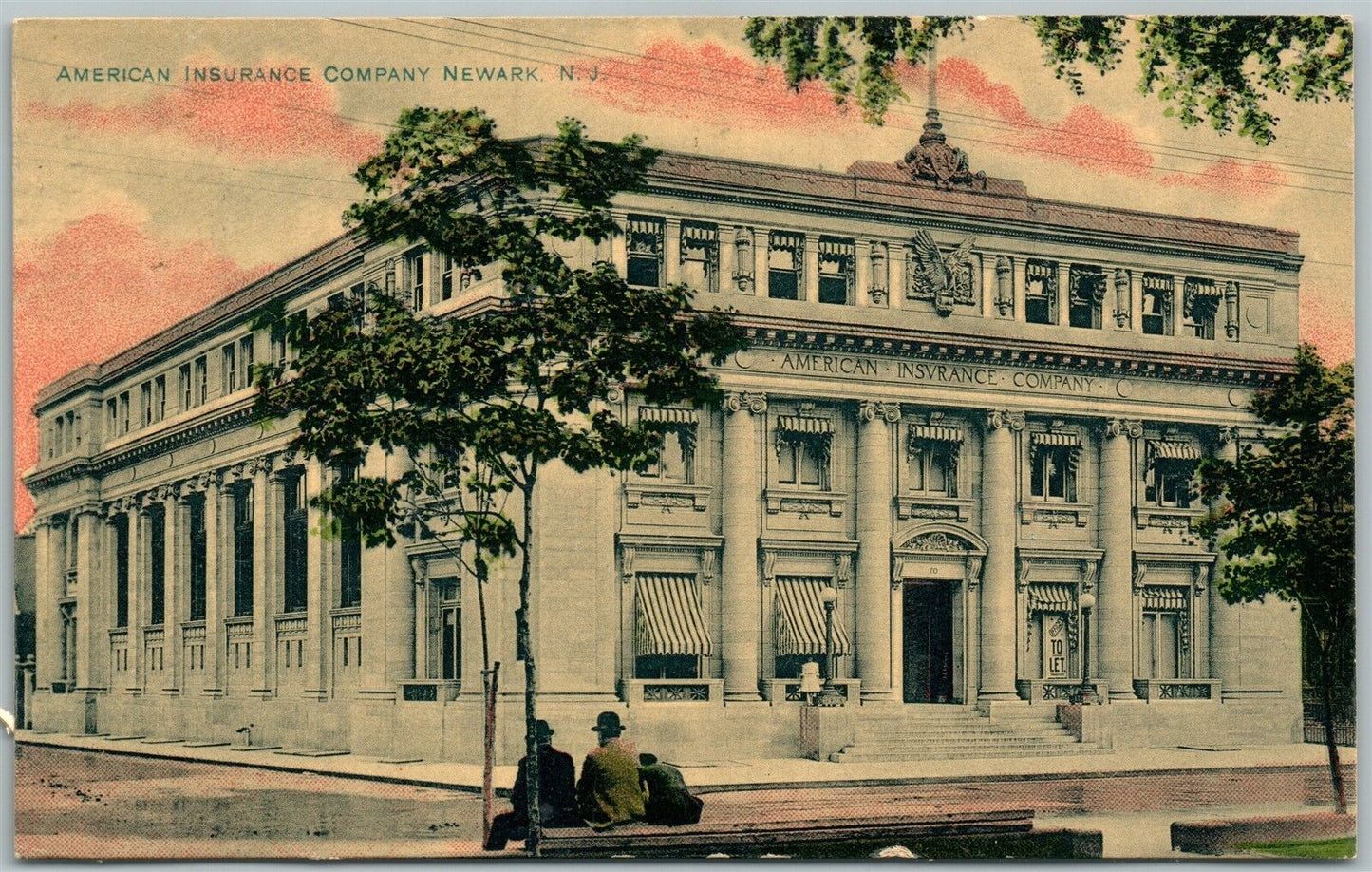 NEWARK NJ AMERICAN INSURANCE COMPANY 1910 ANTIQUE POSTCARD