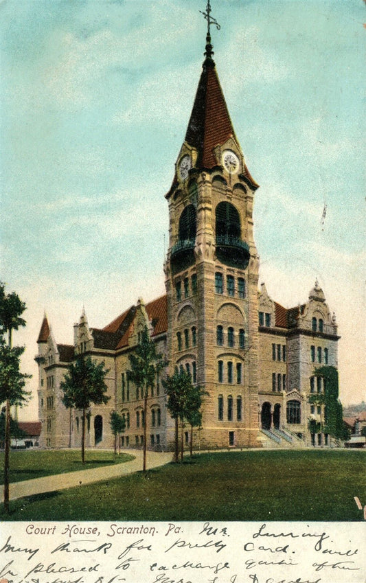 SCRANTON PA COURT HOUSE 1906 UNDIVIDED ANTIQUE POSTCARD