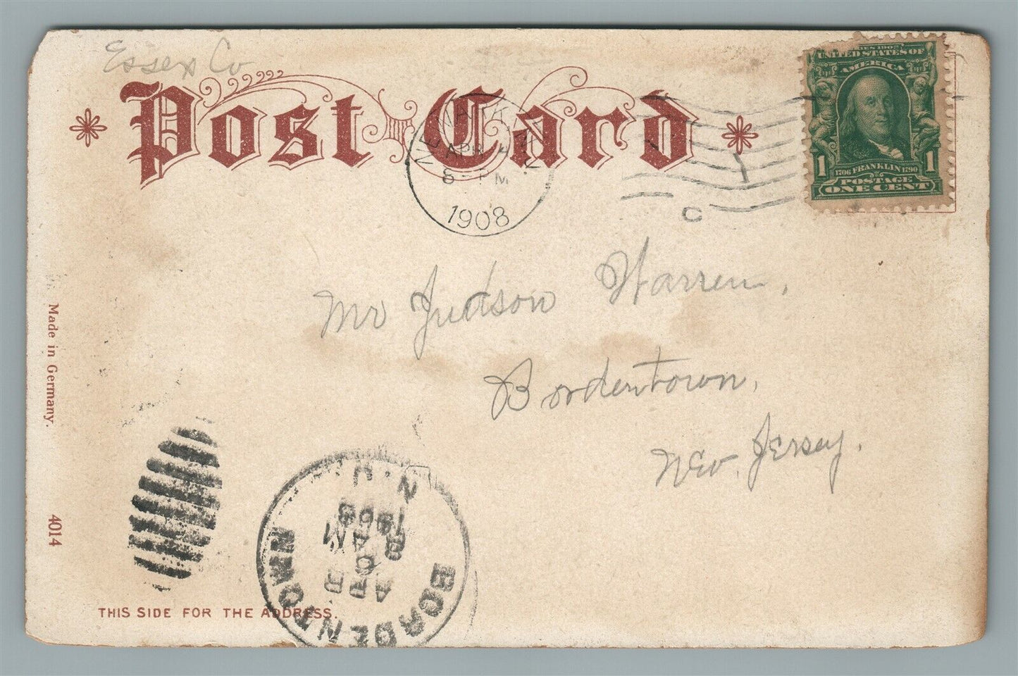 NEWARK NJ HAMBURG STREET ANTIQUE POSTCARD