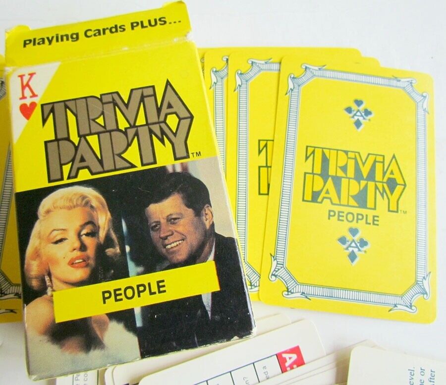 VINTAGE PLAYING CARDS DECK w/BOX TRIVIA PARTY PEOPLE GAME MARYLIN MONROE KENNEDY