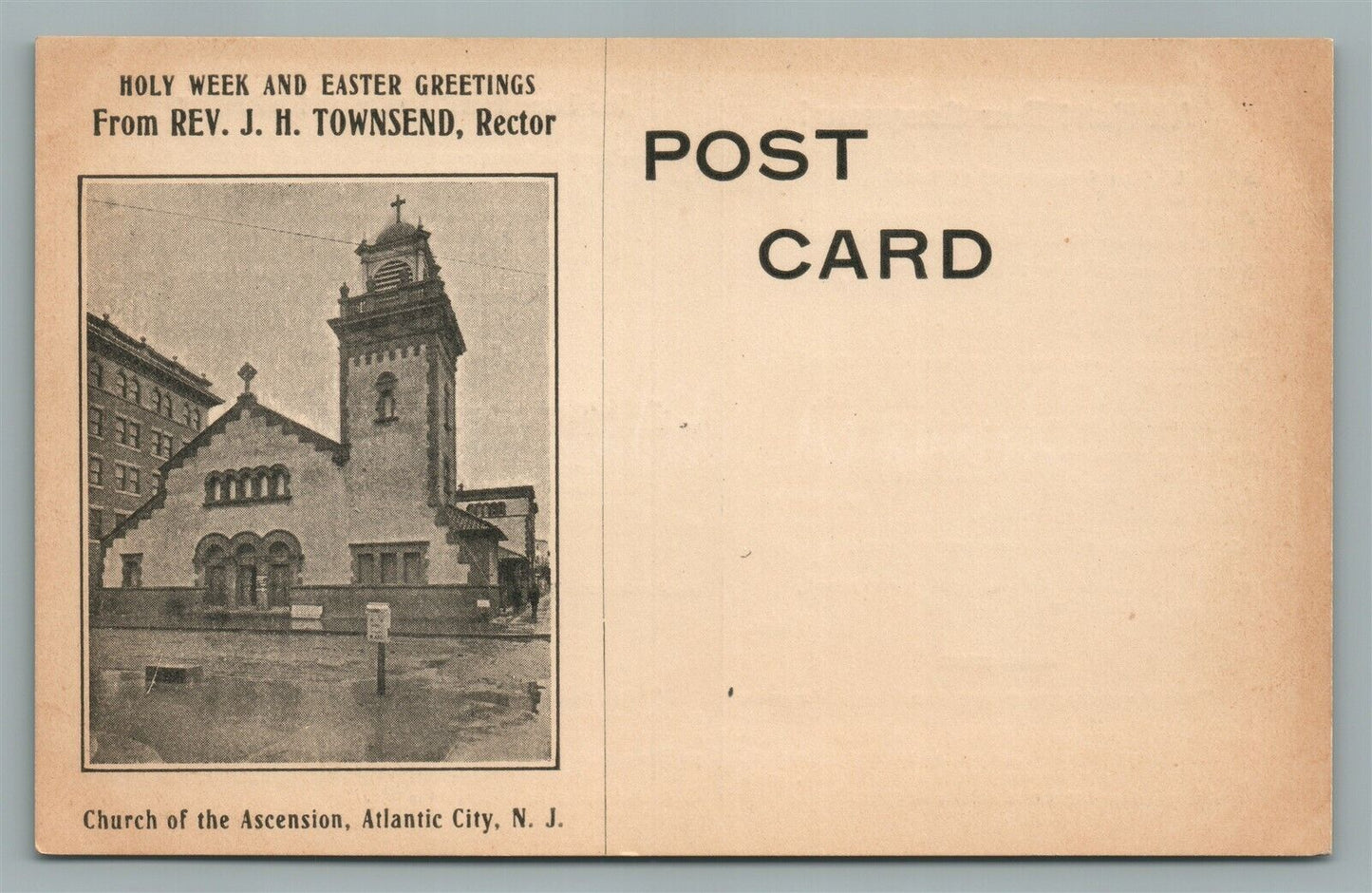 ATLANTIC CITY NJ CHURCH OF ASCENSION ANTIQUE POSTCARD