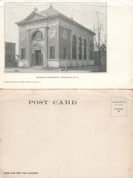BORDENTOWN N.J. BANKING CO. UNDIVIDED ANTIQUE POSTCARD