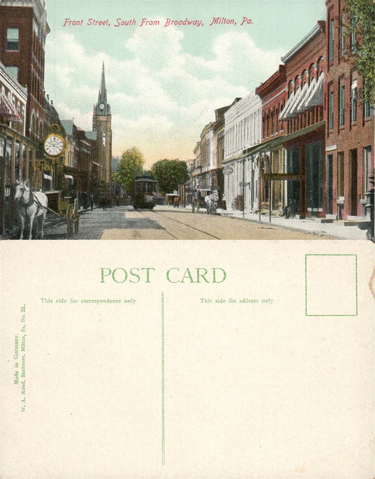 MILTON PA FRONT STREET ANTIQUE POSTCARD