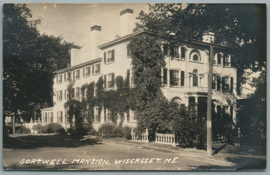WISCASSET ME SORTWELL MANSION VINTAGE REAL PHOTO POSTCARD RPPC