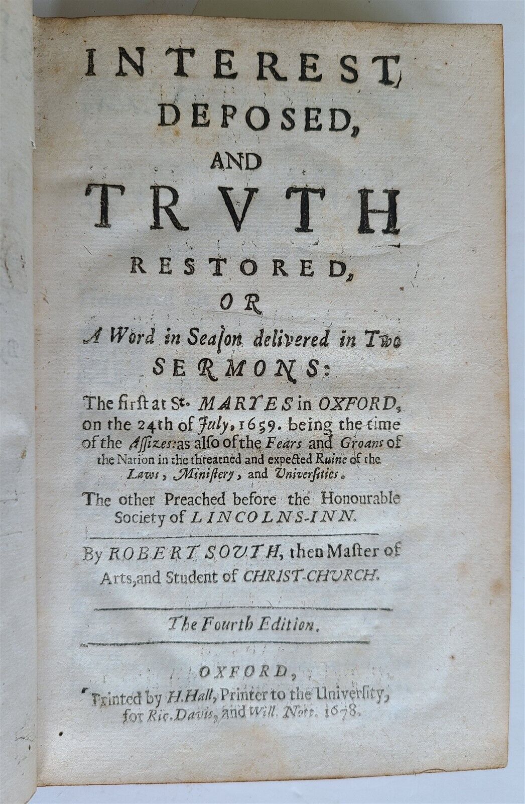 1679 SERMONS by Robert South antique in ENGLISH