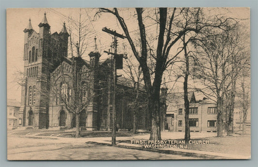 WASHINGTON NJ FIRST PRESBYTERIAN CHURCH ANTIQUE POSTCARD